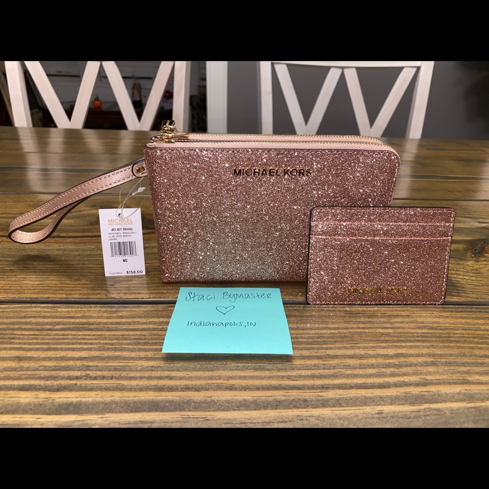 Michael Kors rosegold wristlet & card holder